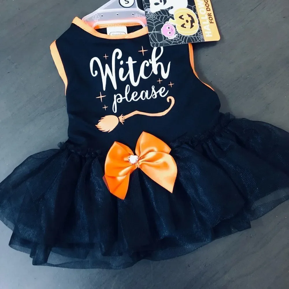 “Witch Please” Halloween Dog Pet Witch Costume Gothic Dress